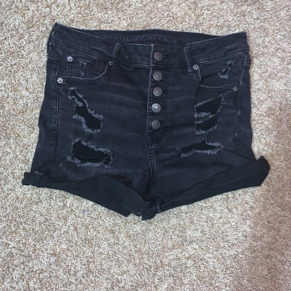 black jean shorts